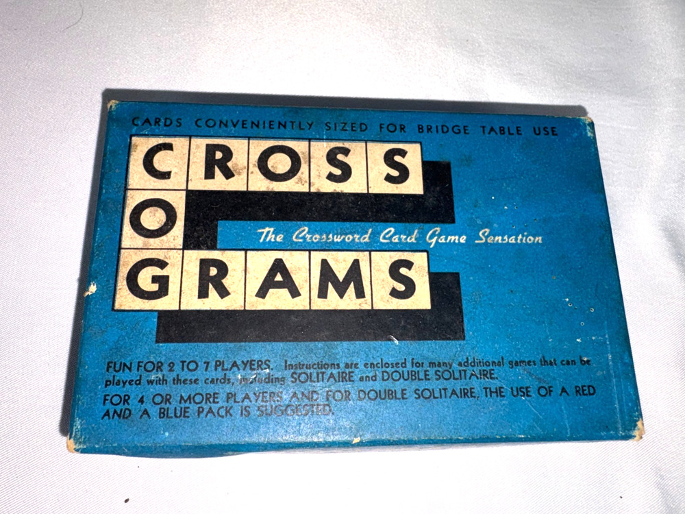 Vtg Rare 1938 Cross O Grams Card Game 54 Cards Original Box and Instructions